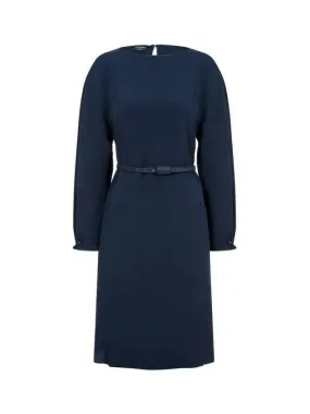 Women s Belted Long Sleeve Dress Navy 271781