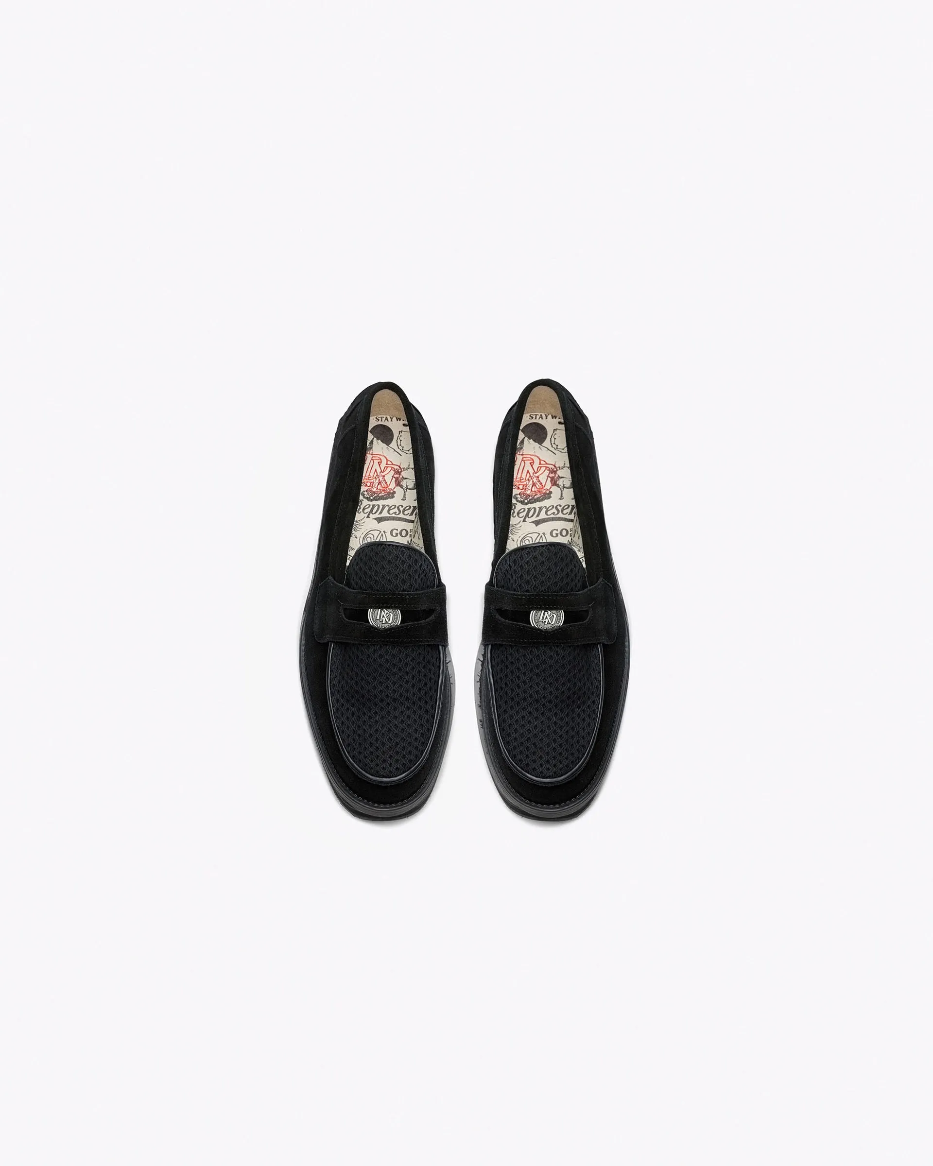 Womens Represent X Duke   Dexter Suede Rattan Penny Loafer - Black